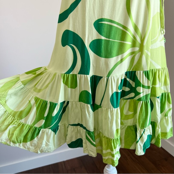 Green Hawaiian Tie Tank Ruffle Mini Dress - Picture 4 of 12